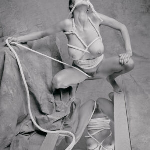 Natalie, B&W nude model, rope bondage photo, © Craig Morey 1990
