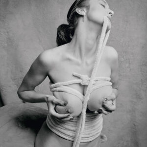 Nude model Natalie, rope bondage b&w photo, © Craig Morey 1990