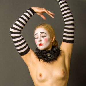 Semi-Nude portrait of model Mae in clown paint, by photographer Craig Morey ©2012