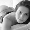 Semi-nude model Sara in Prague, b&w photo by Craig Morey © 2007