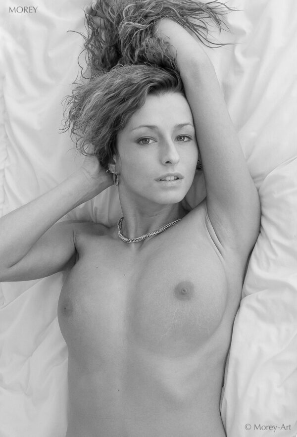 Nude portrait of model Cox in Prague, b&w photo by Craig Morey © 2008