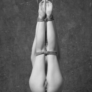 Nude model Zille in suspension bondage, b&w erotic art photo by Craig Morey © 2005