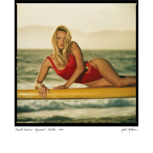 Pam Anderson at Malibu Beach, color photo by Ken Marcus 1992