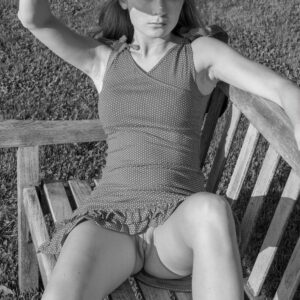 Semi-nude model in Normandy garden, Klara, b&w photo © Craig Morey 2006