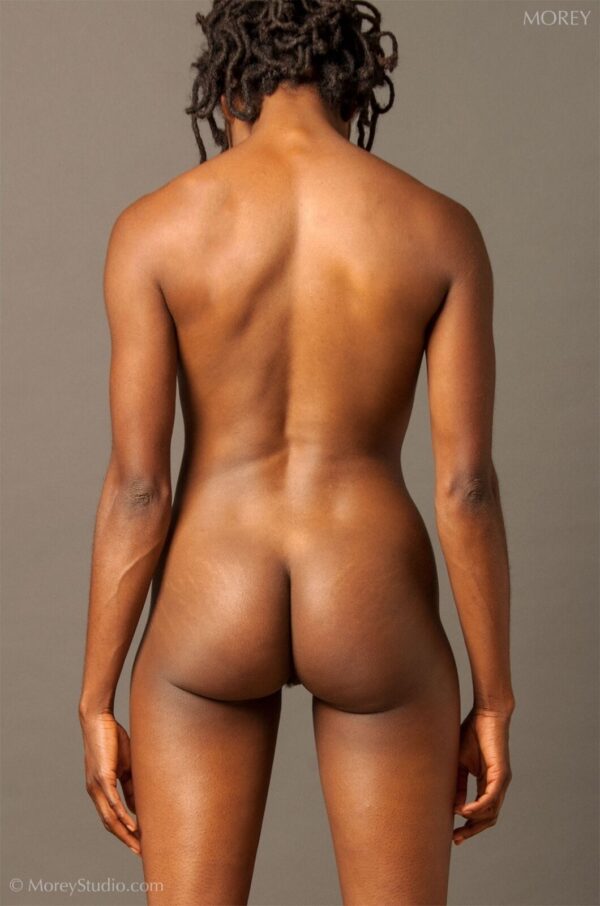 Nude African-American model rear view, Jazmine, color photo by Craig Morey © 2012